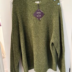 Ava & Viv Olive Crew Neck Sweater